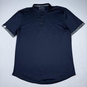 Mantra Polo Shirt Mens XL Blue Mock Neck Performance Recycled Bottles Golf